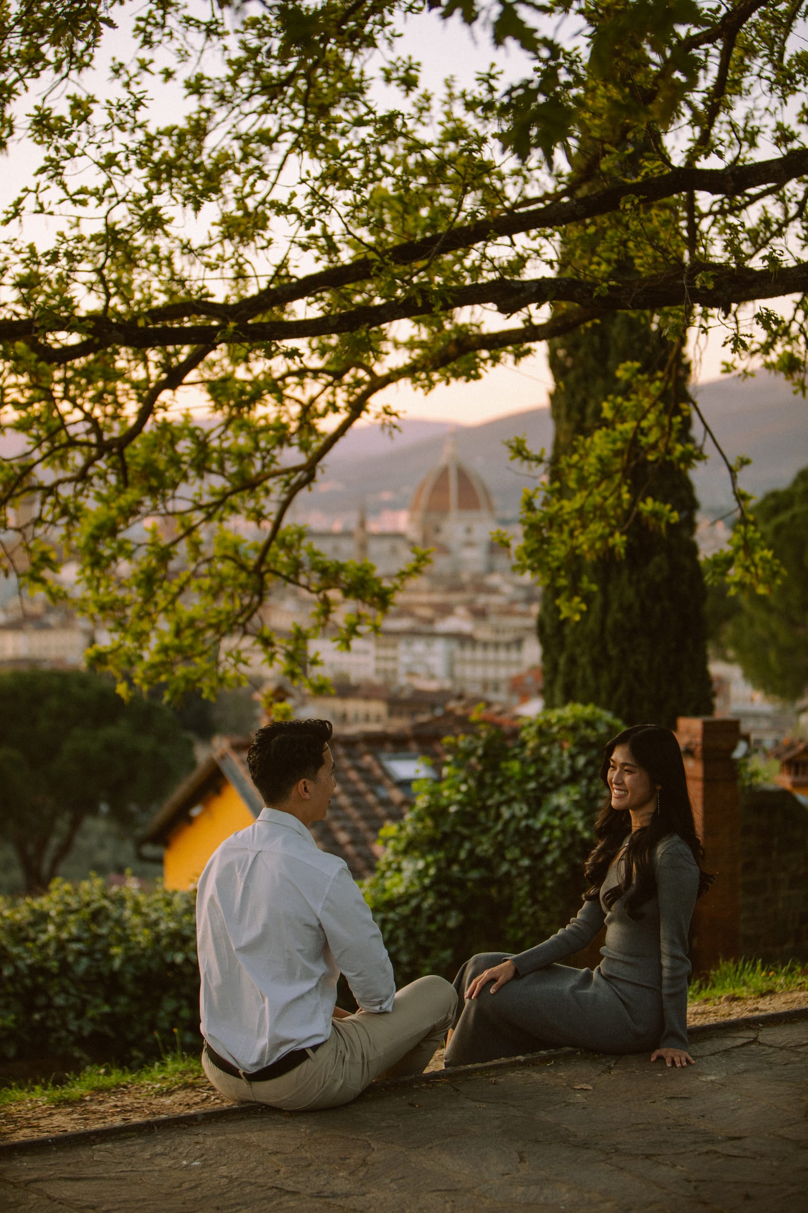 Garden viewpoint near Piazzale Michelangelo overlooking Florence